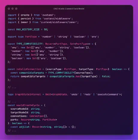 Shows a source code mock up of the DAG Studio Data Model